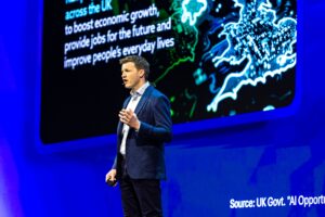 Darren Hardman, CEO, Microsoft UK, delivering keynote speech at AI Tour London 5 March 2025
