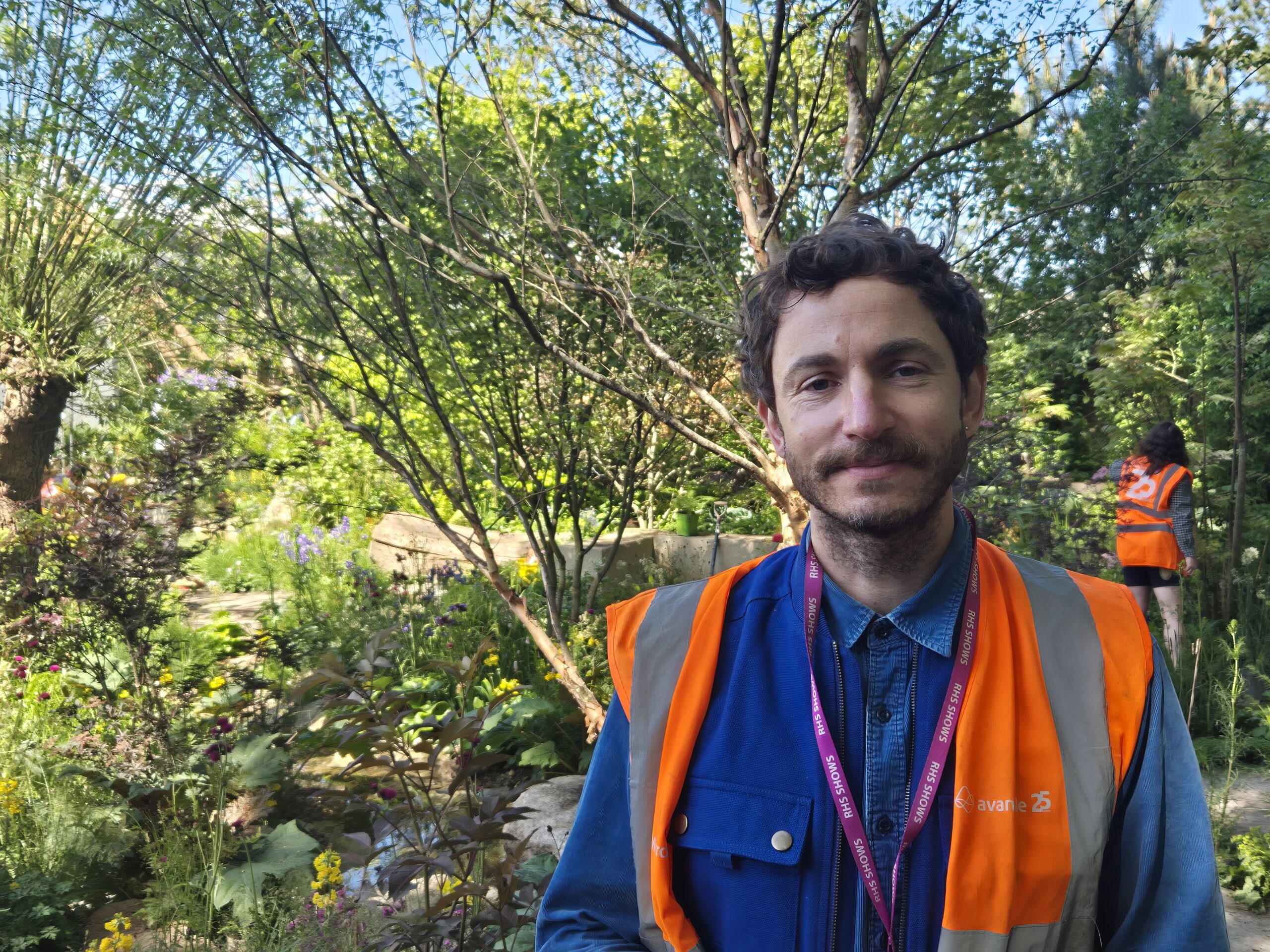 Award-winning garden designer Tom Massey in the Avanade Intelligent Garden at the Chelsea Flower Show