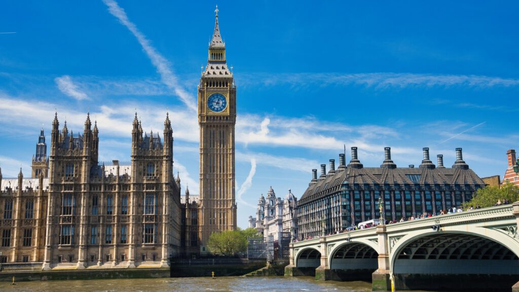 Houses of Parliament viewed from across the Thames river